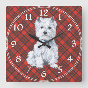 Cuadrado Reloj Terrier West Highland Blanco