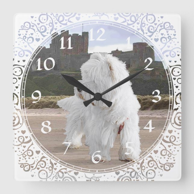 Cuadrado Reloj Terrier West Highland Blanco (Anverso)