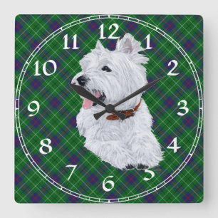 Cuadrado Reloj Terrier West Highland Blanco