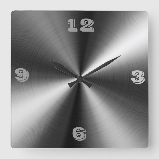 Cuadrado Reloj Tic Toc de acero inoxidable moderno (Anverso)