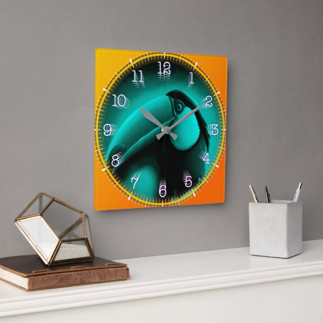 Cuadrado Reloj Time and illustrated art on your wall. (Oficina)