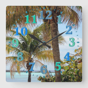 Cuadrado Reloj tropical de la isla