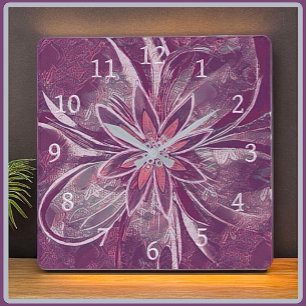 Cuadrado Reloj único al estilo floral