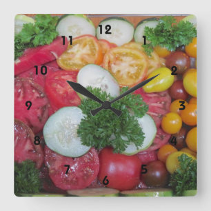 Cuadrado Reloj Veggie de cocina