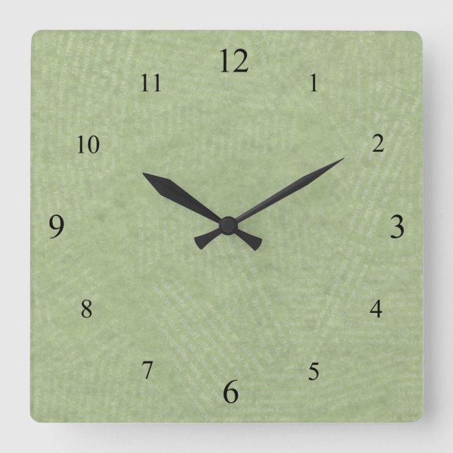 Cuadrado Reloj verde apacible (Anverso)
