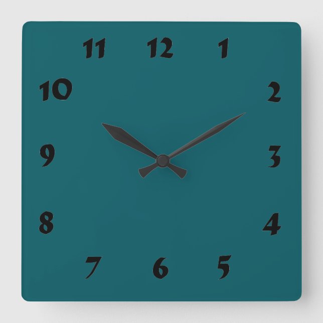 Cuadrado Reloj Verde azulado oscuro y numerable cambiable (Anverso)