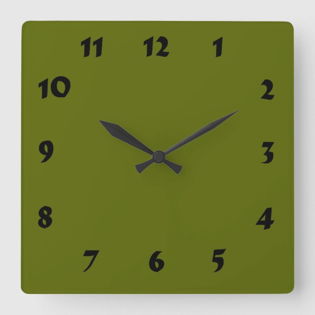 Cuadrado Reloj verde oliva con numeración cambiable (Anverso)