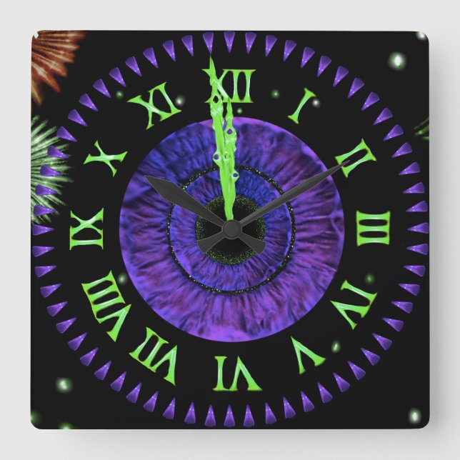 Cuadrado Reloj Violeta de Medianoche (Anverso)