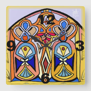 Cuadrado Reloj - vitral inspirado