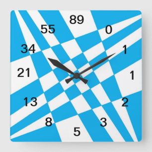 Cuadrado Reloj w/numbers de Fibonacci