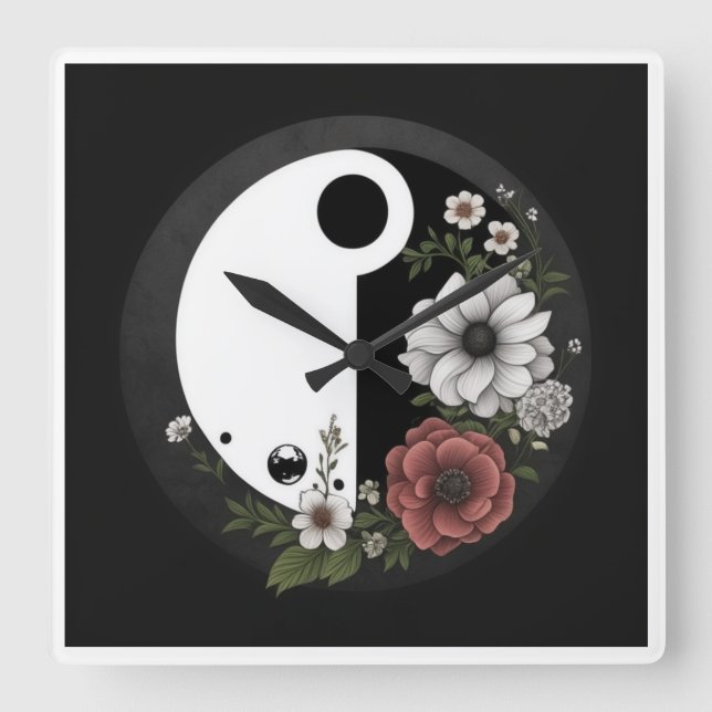 Cuadrado Reloj Yin y Yang (Anverso)