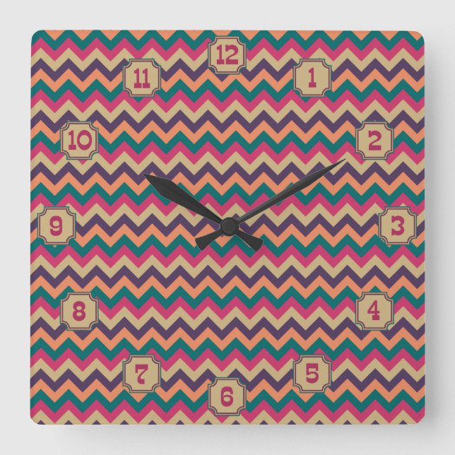 Cuadrado Reloj Zigzag Tropical (Anverso)