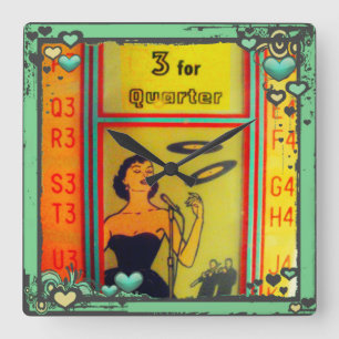 Cuadrado Retro Juke Box Diner Clock! Reloj grande