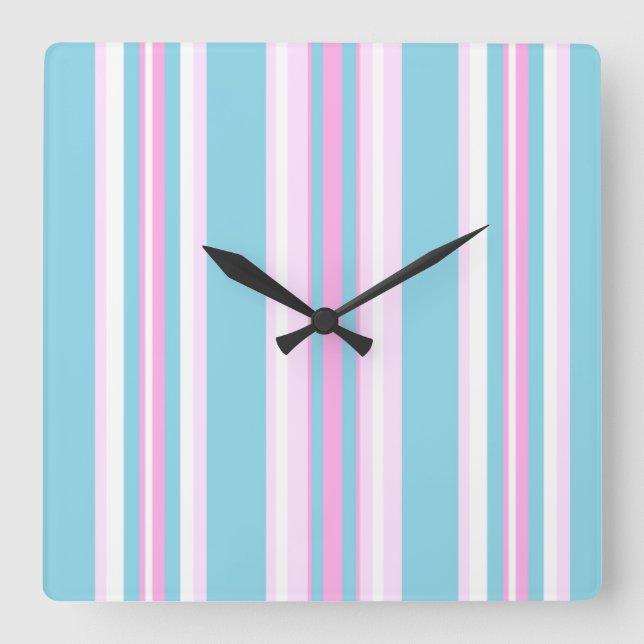 Cuadrado Rosado, Turquesa, Blanco Tiras De Tumbona Reloj De (Anverso)