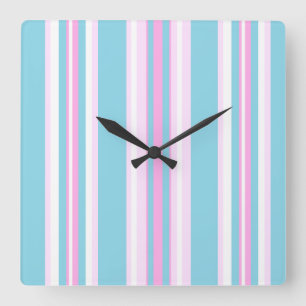 Cuadrado Rosado, Turquesa, Blanco Tiras De Tumbona Reloj De