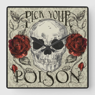 Cuadrado Rosas del cráneo y reloj del cordón, día de la