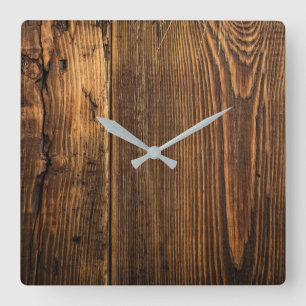Cuadrado Rústico reloj de madera