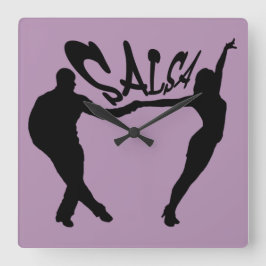 Cuadrado SALSA QUE BAILA el reloj de SALSERO Y de SALSERA