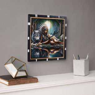 Cuadrado Santuario indígena nativo: El reloj del lobo