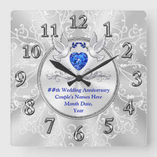 Cuadrado Sapphire Tema, Regalos de 45 años, Reloj