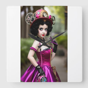 Cuadrado Steampunk Betty Boop reloj