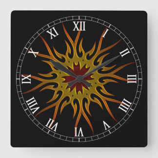 Cuadrado Sunburst Sun Rays reloj numérico romano