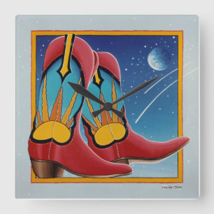 Cuadrado Sunrise Sunset Western COWBOOT WALL RELOJ