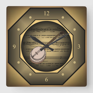 Cuadrado Tagón de reloj ~ Banjo ~ Música de hoja ~ Única ~