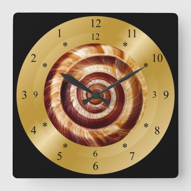 Cuadrado Tiempo Máquina Reloj ~ Espiral de caracol ~ Tiempo (Anverso)