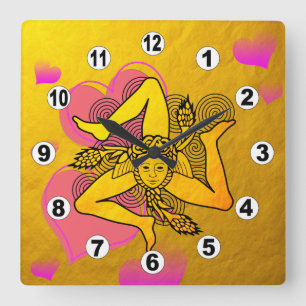 Cuadrado Triskelion Corazones & reloj dorado de triple espi