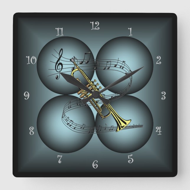 Cuadrado Trumpet ~ 4 Globe ~ Reloj musical ~Escala musical  (Anverso)