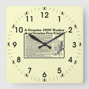 Cuadrado Un reloj 1900 de pared auténtico de la lavadora