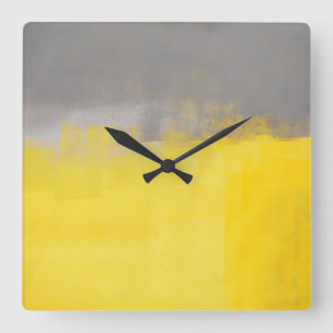 Cuadrado "" Un reloj gris y amarillo abstracto simple del