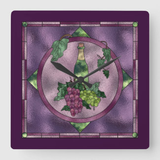Cuadrado Uvas y vino en el reloj morado