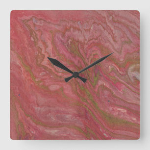 Cuadrado Vena Rojo dinámico con venas de oro Reloj abstract