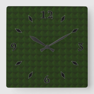 Cuadrado Verde conífero, sólido, geométrico. reloj grand