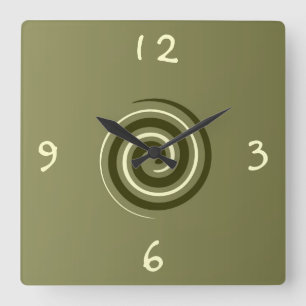 Cuadrado Verde de color caqui y reloj >Patterned limón de