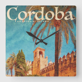 Cuadrado Vintage Córdoba España reloj mural