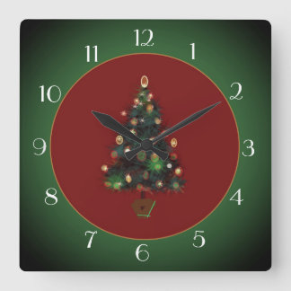 Cuadrado XmasTree decorativo /Green rojo > reloj de Navidad