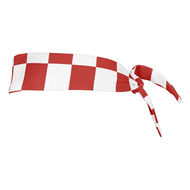 Cuadrados a cuadros rojos y blancos geométricos re (Girar 90)