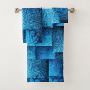 Cuadrados azules con diseño tribal abstracto