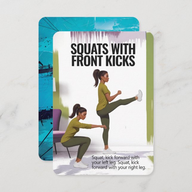 Cuadrados con tarjeta de fitness Kicks con Blue Ba (Anverso / Reverso)