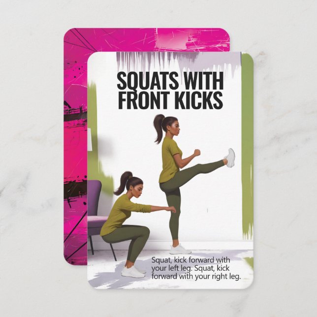Cuadrados con tarjeta de fitness Kicks con respald (Anverso / Reverso)