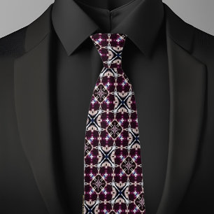 Cuadrados de Burgandy y corbata de patrón X