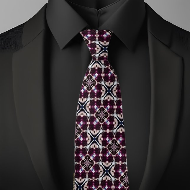 Cuadrados de Burgandy y corbata de patrón X (Subido por el creador)
