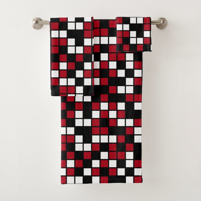 Cuadrados de mosaico aleatorios rojos oscuros, neg (In situ)