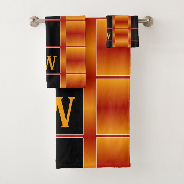 Cuadrados De Naranja Negro Y Dorado Geométricos (In situ)