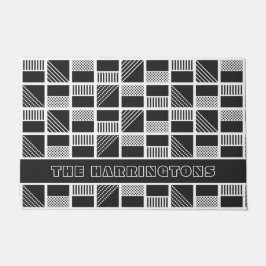 Cuadrados geométricos alfombra de puerta de nombre