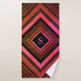 Cuadrados modernos Monograma geométrico rosado rus