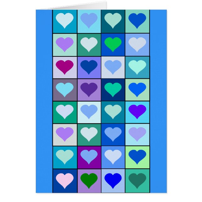 Cuadrados púrpuras y azules del corazón (Frente)